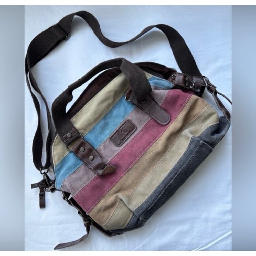 Multicolor Canvas Messenger Bag